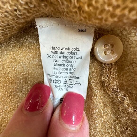 J. Crew X-Small Mohair Blend Fairy Academia Ruffle Cardigan Camel - Picture 9 of 9